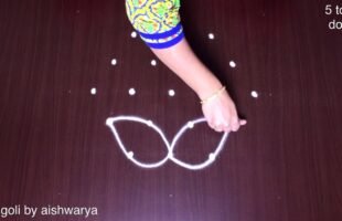 Rose Flower Kolam With 5×3 Dots