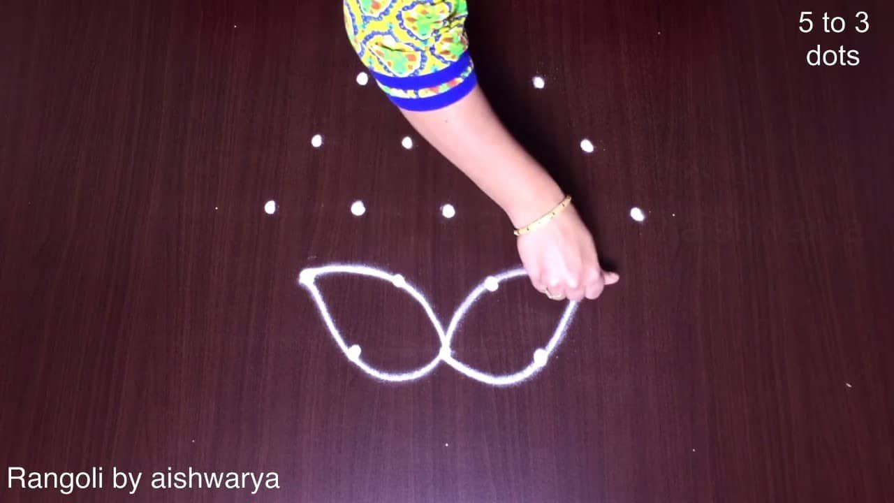 Rose Flower Kolam With 5×3 Dots