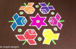 Rose Flowers Muggulu With 11 to 6 Dots