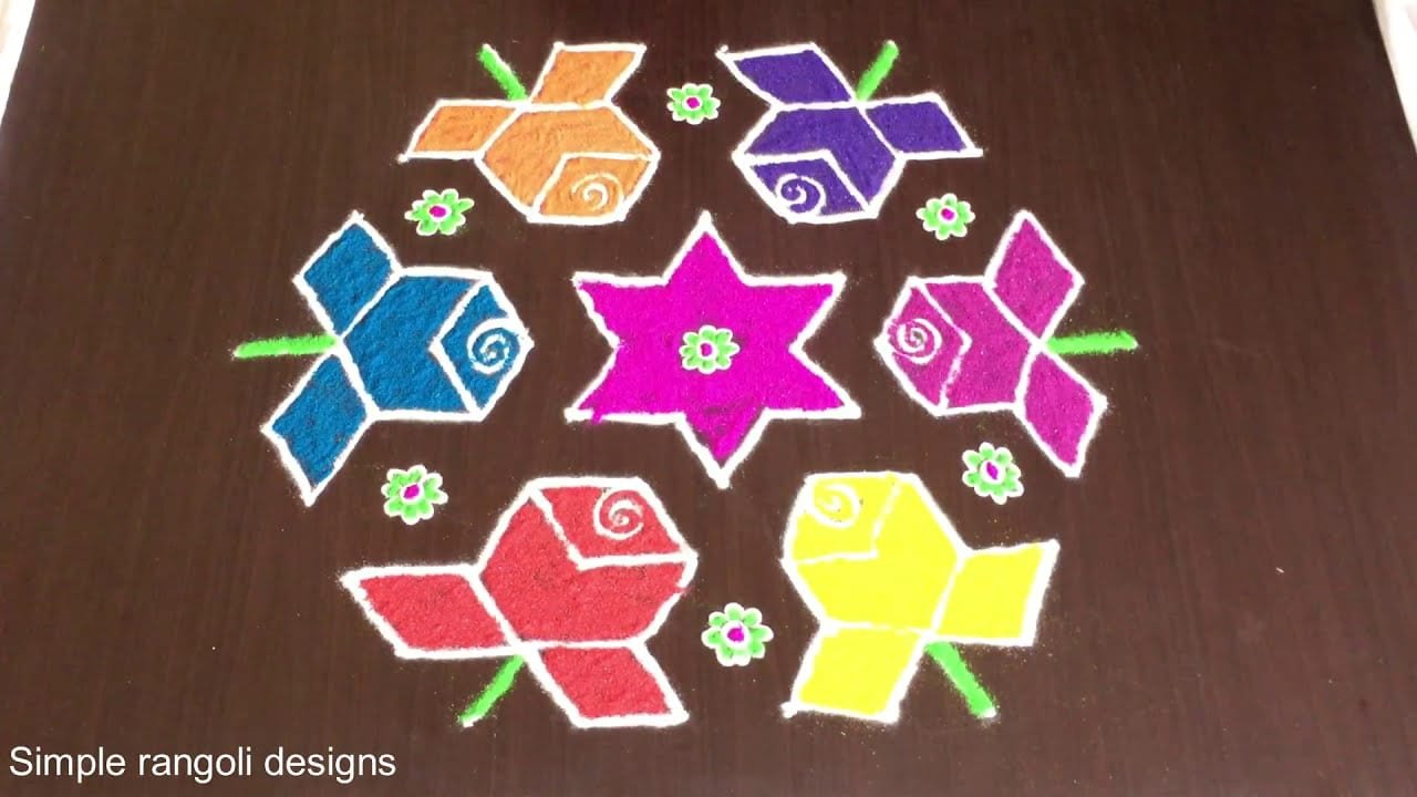 Rose Flowers Muggulu With 11 to 6 Dots