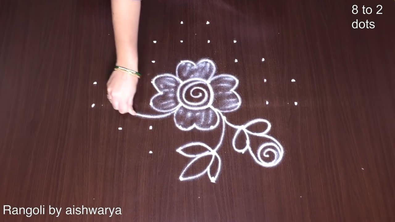 Rose Rangoli Design Witn 8x2x2