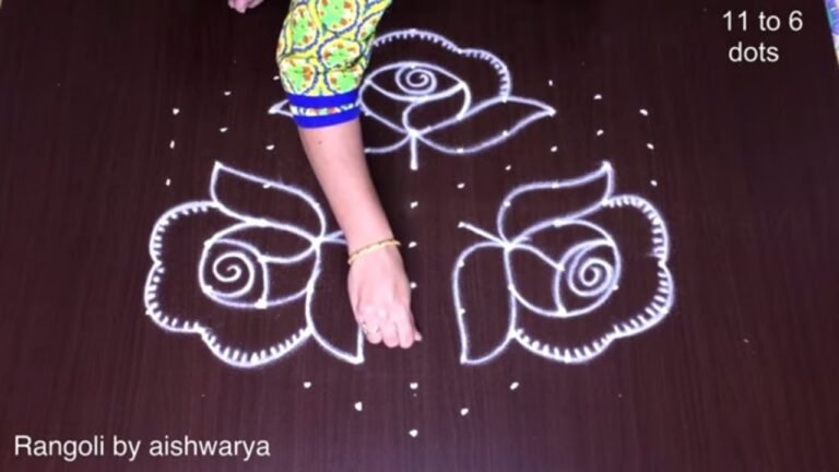 11×6 dots rose rangoli
