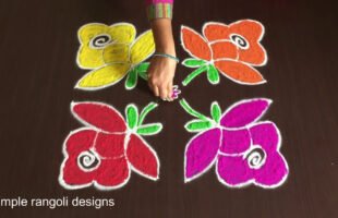 Rose Rangoli Designs 8-8 Dots
