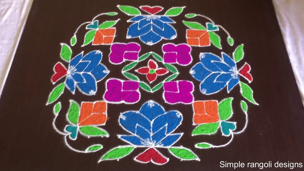 Sankranti Flowers Colours Rangoli