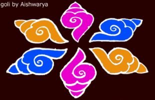 Shivratri Shanku Muggulu With Colours