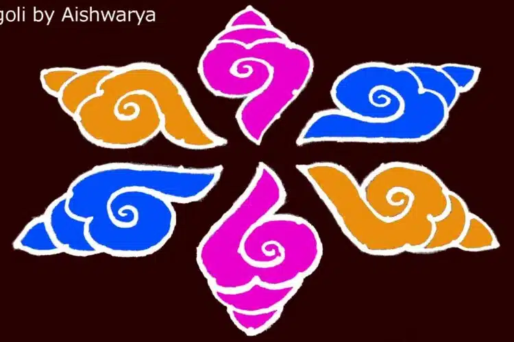 Shivratri Shanku Muggulu With Colours