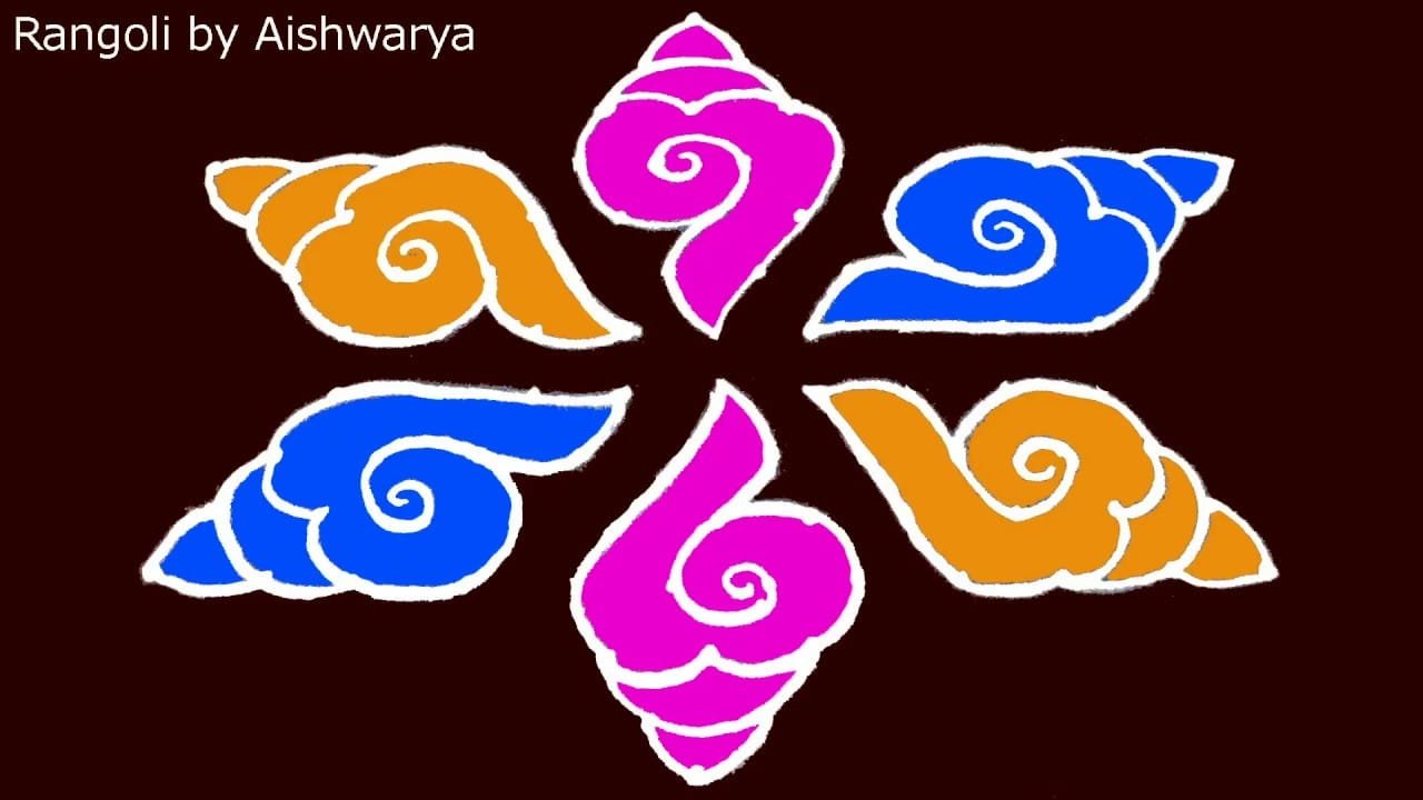 Shivratri Shanku Muggulu With Colours