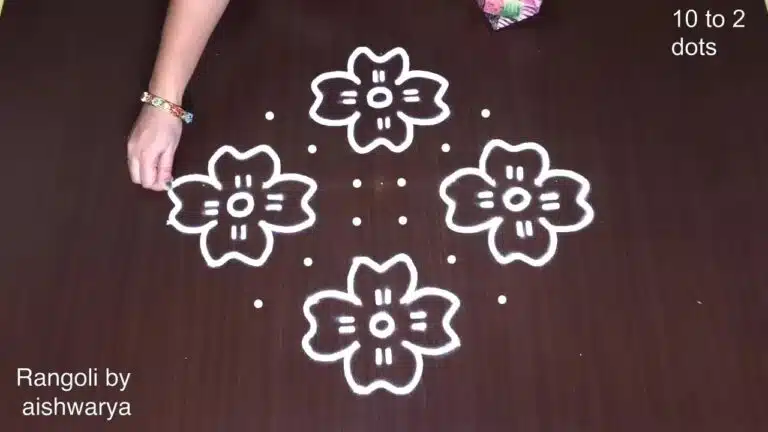 Simple 10x2 Dots Rangoli