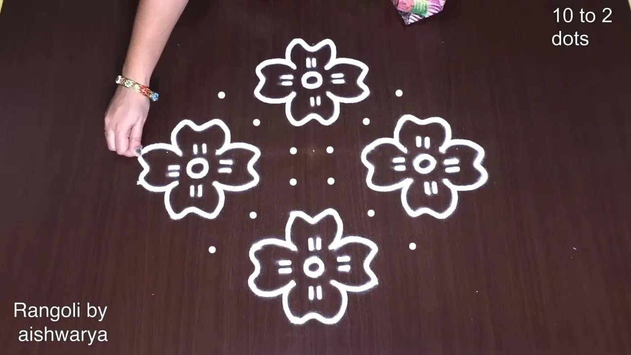 Simple 10-2 Dots Rangoli Design