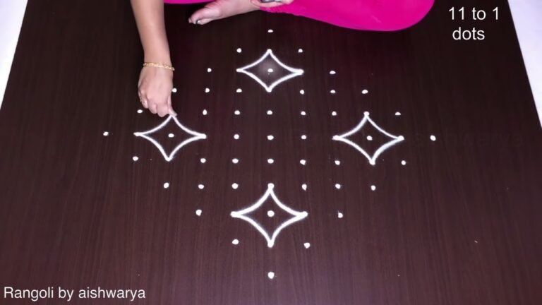 11 dots rice flour kolam