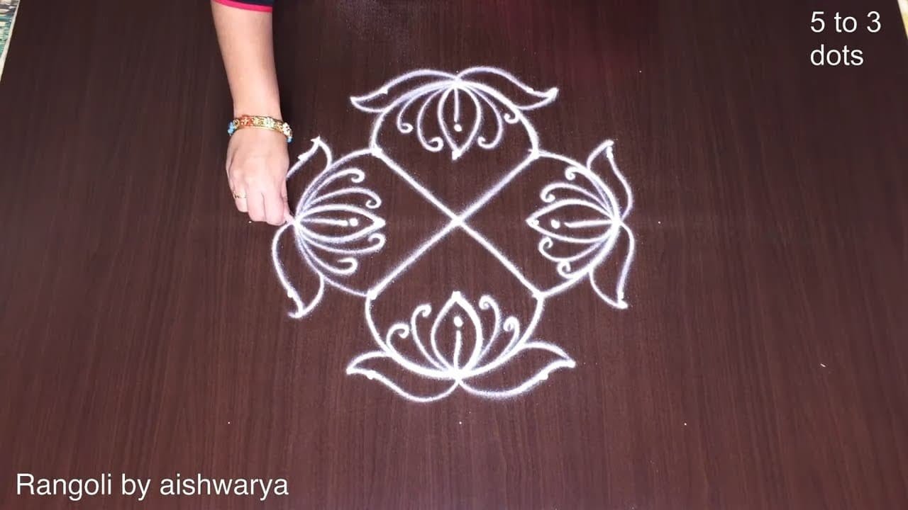 Simple 5 Dots Rangoli Designs