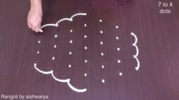 Simple 7 to 4 Dots Rangoli