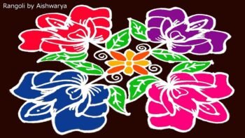 Simple Beautiful Rose Flower Rangoli