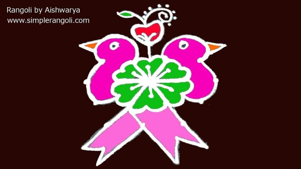 5×3 dots birds rangoli