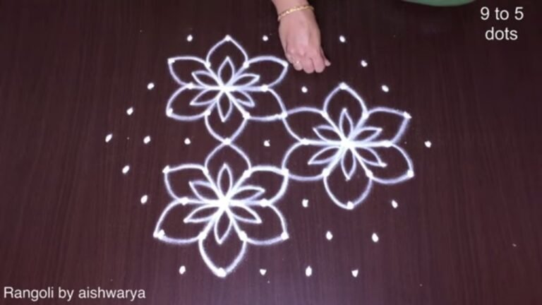 simple cute flower rangoli designs 9292