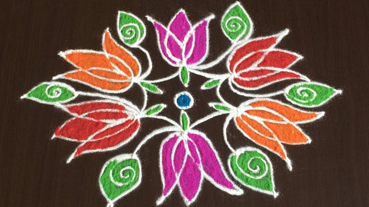 Simple Kolam With 5 to 3 Dots