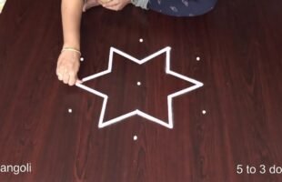 Simple Kolam With Dots Flower Designs