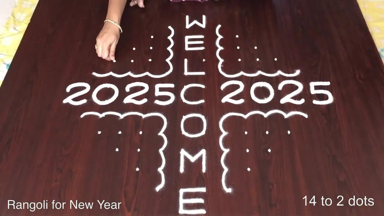 Simple New Year Rangoli With Dots