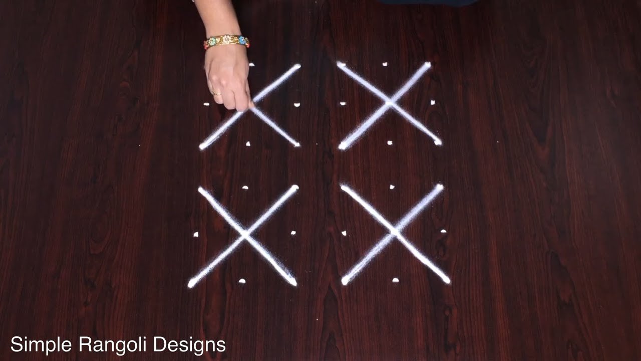 Simple Rangoli With 6 to 6 Dots for Beginners