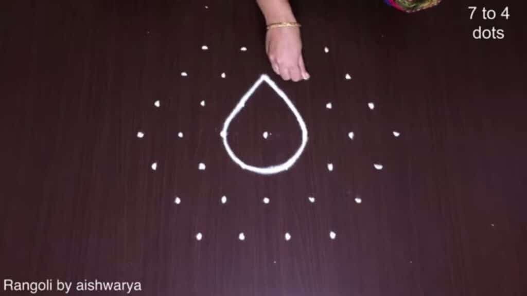 7×4 dots single diya kolam