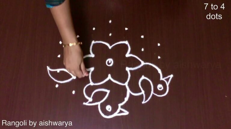 colourful six birds rangoli