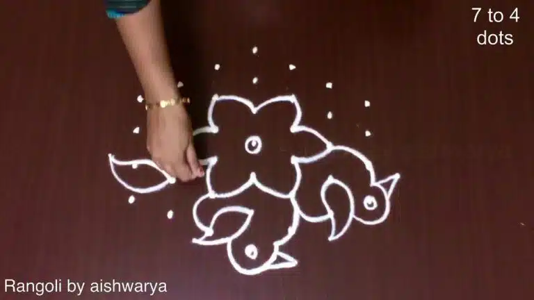 colourful six birds rangoli