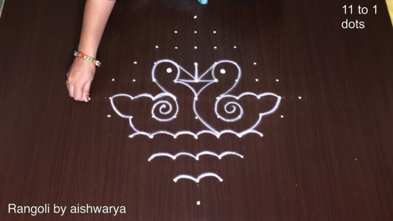 11×1 dots festival birds rangoli