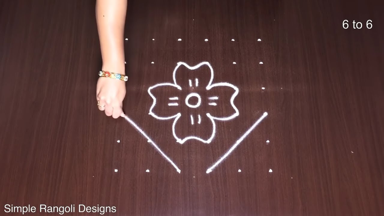 Small Daily Rangoli With 6 Dots