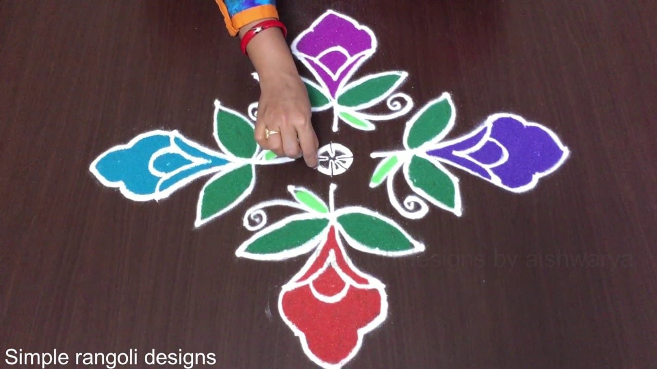 Small Flowers Kolams 11 1 Dots