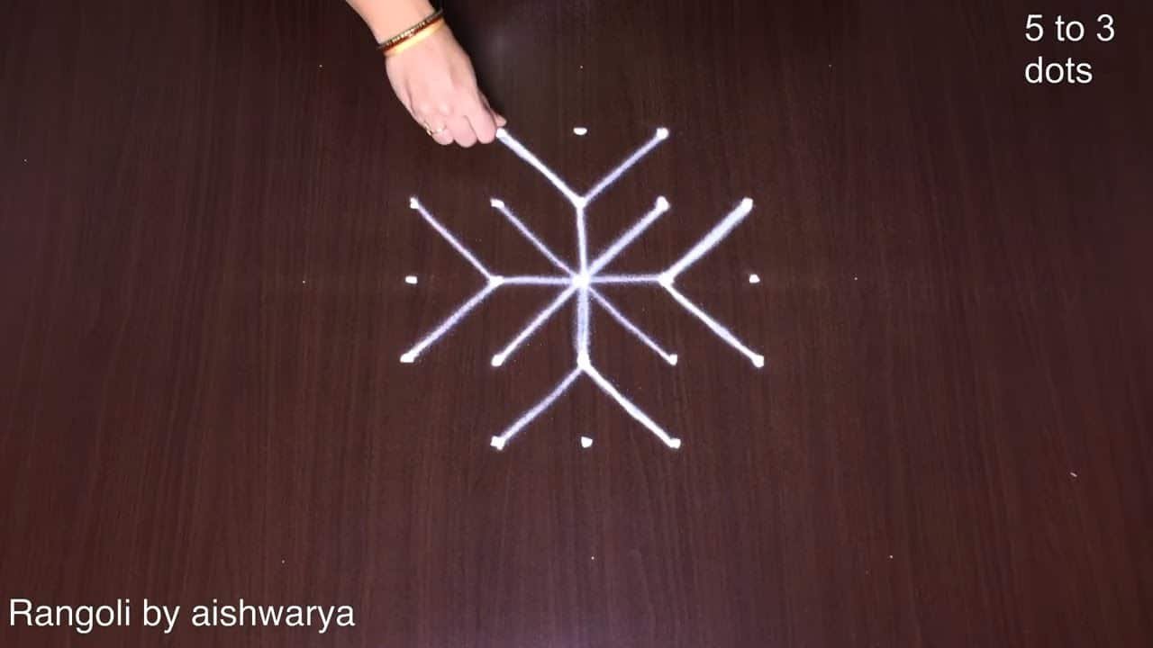 Small Kolam for Daily Purpose 5 3 Dots