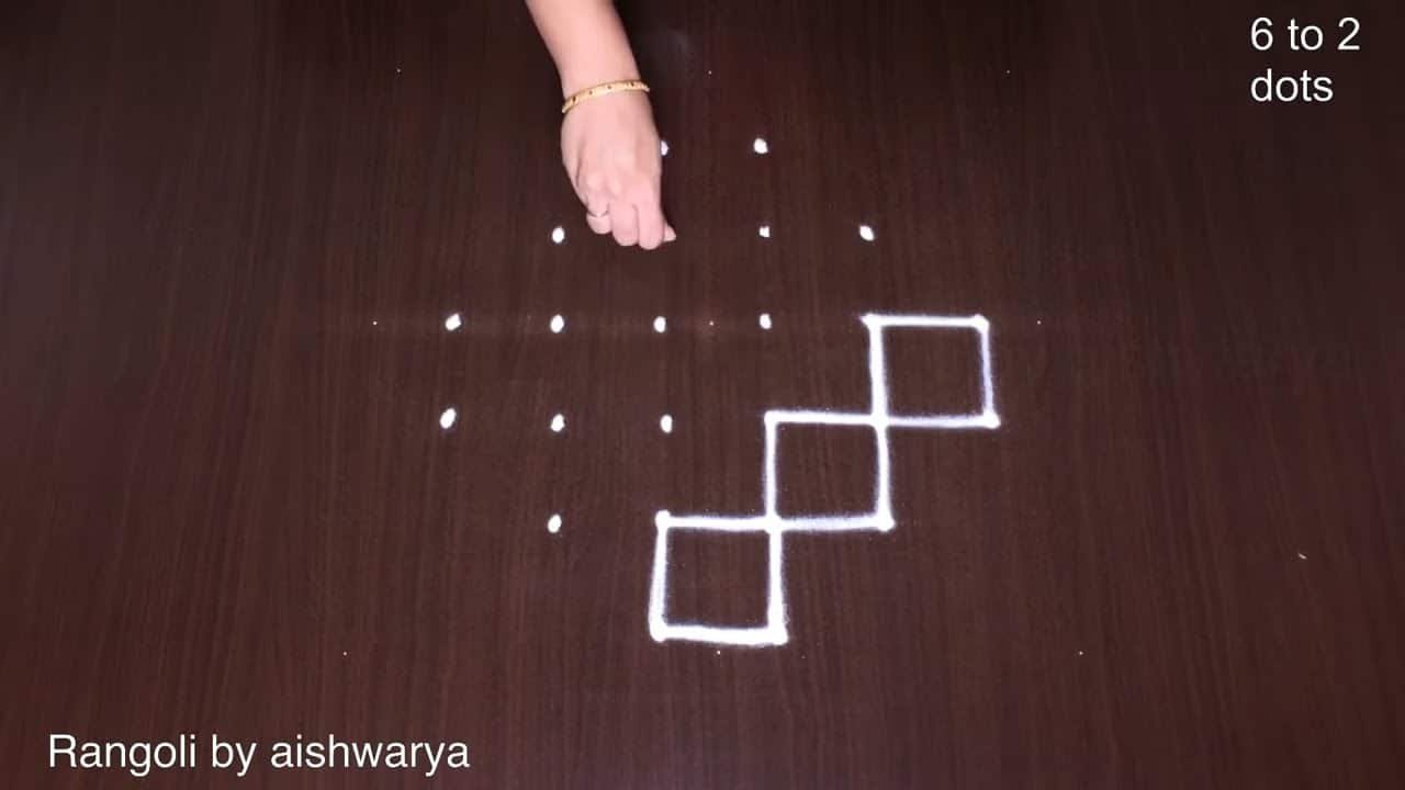 Small Simple Muggulu 6x2x2 Easy Kolam