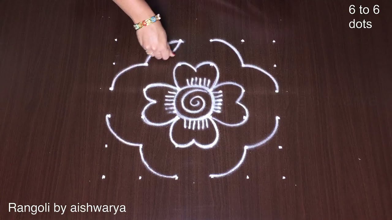 Special Flower Only 6 6 Easy Kolam