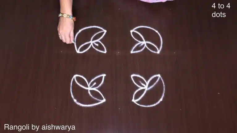 deepam kolam with 4 dots