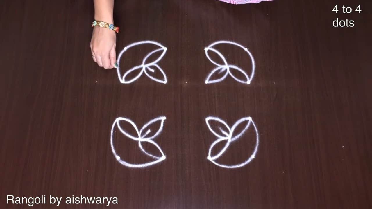 Special Small Deepam Kolam With Dots 4