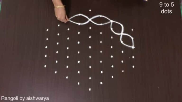 Sravanamasam Friday rangoli with 9 dots
