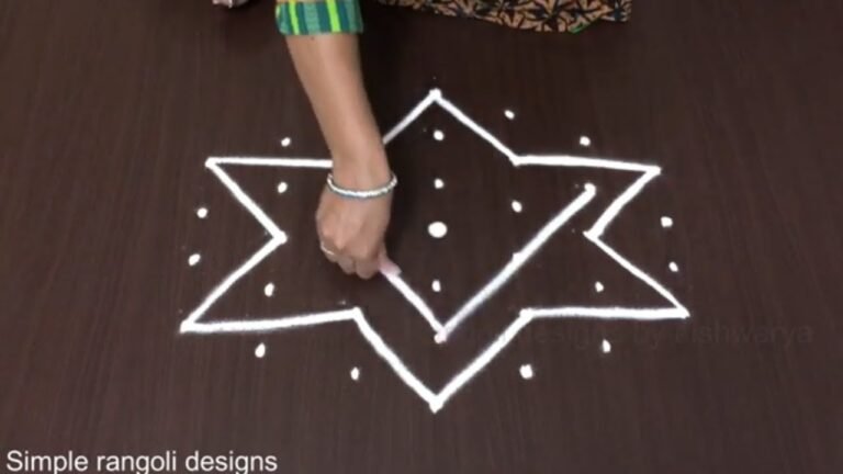 Star Kolam for Kartik Purnima 7 SE 4 Dots