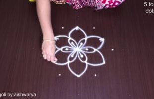 Thai Poosam Rangoli With 5 Dots