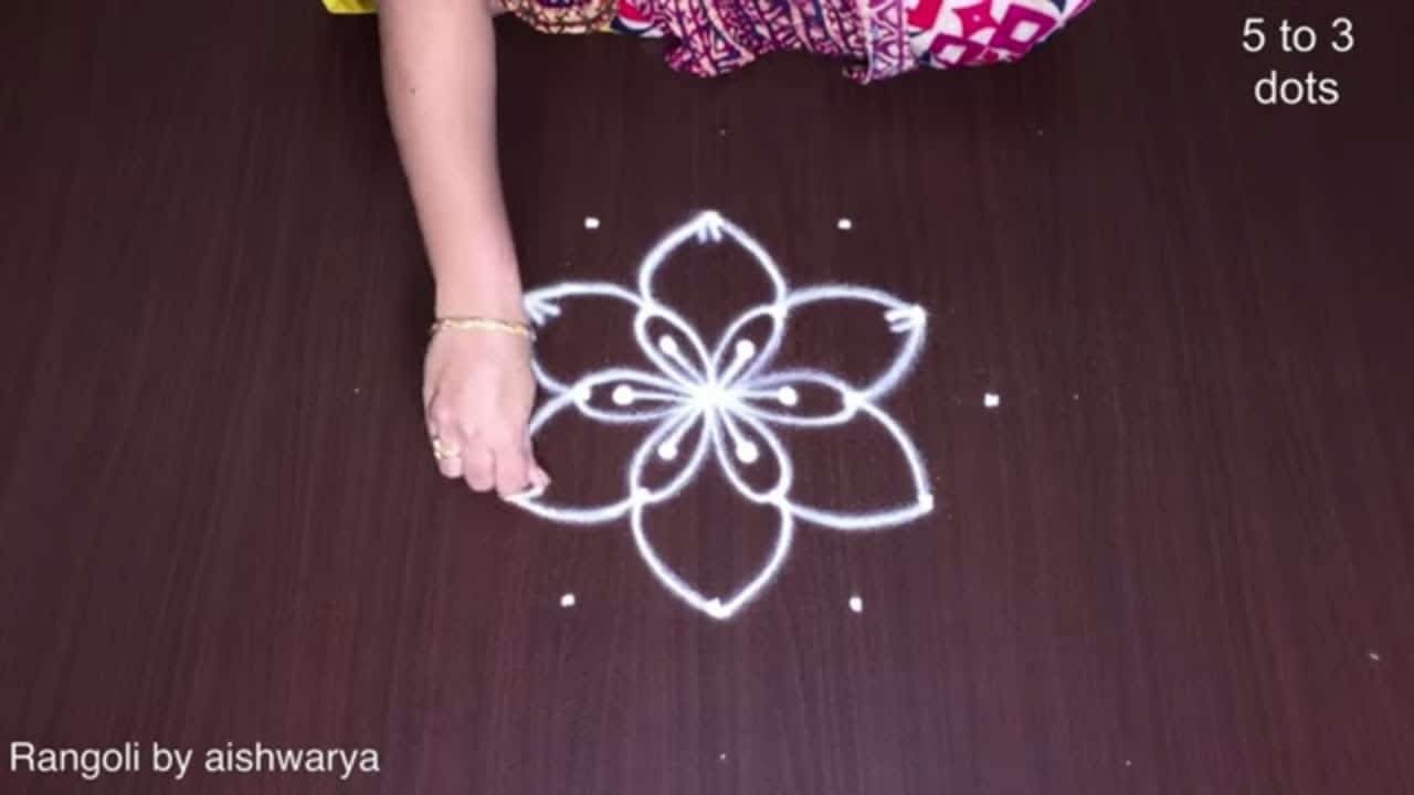 Thai Poosam Rangoli With 5 Dots