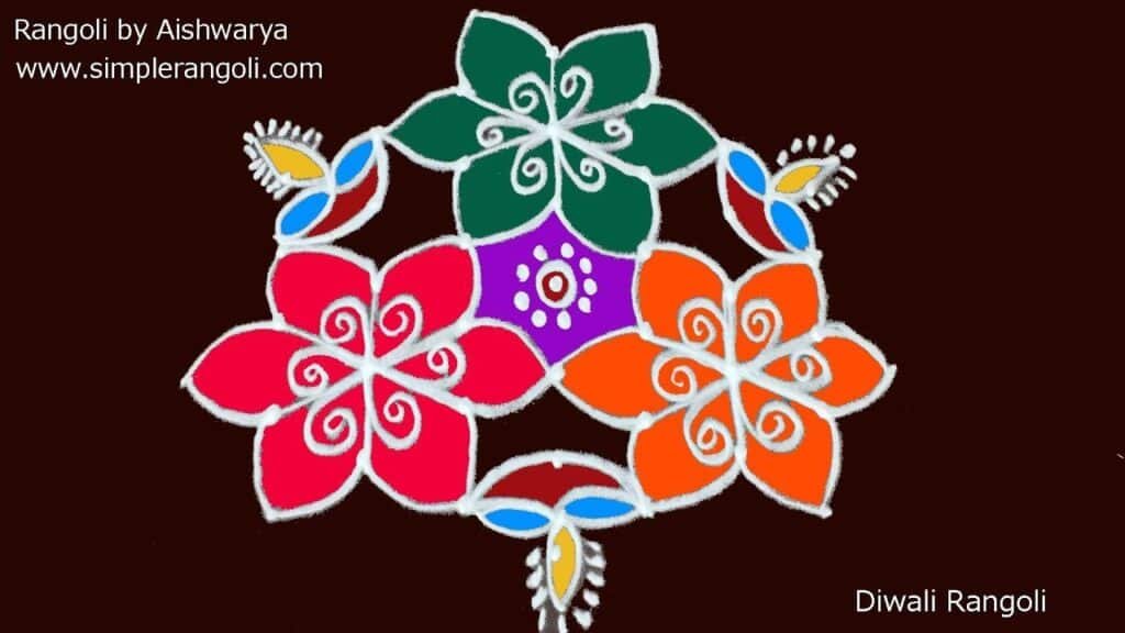 three flowers kolam