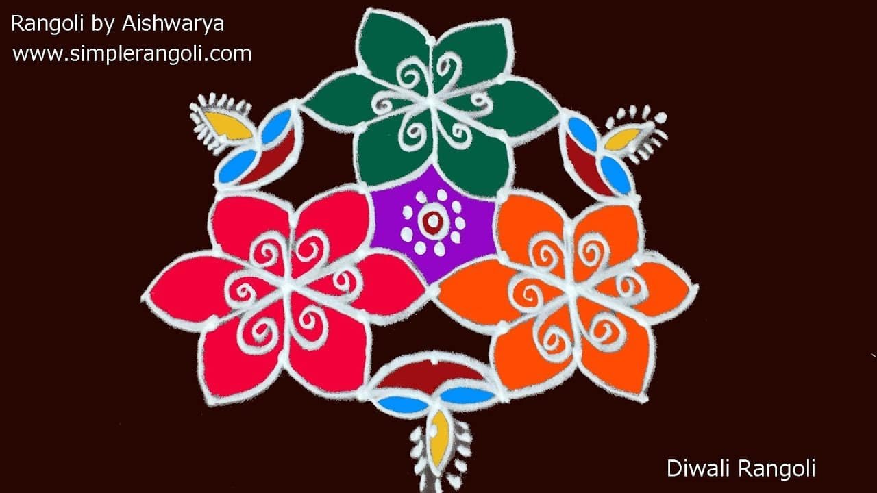 Three Flowers Very Easy Kolam