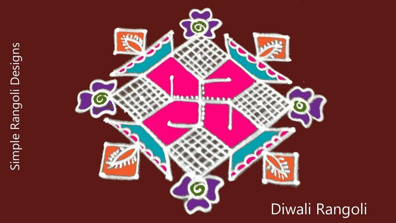 Traditional Diya With Flower Rangoli