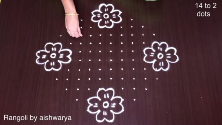 14×2 dots flower kolam