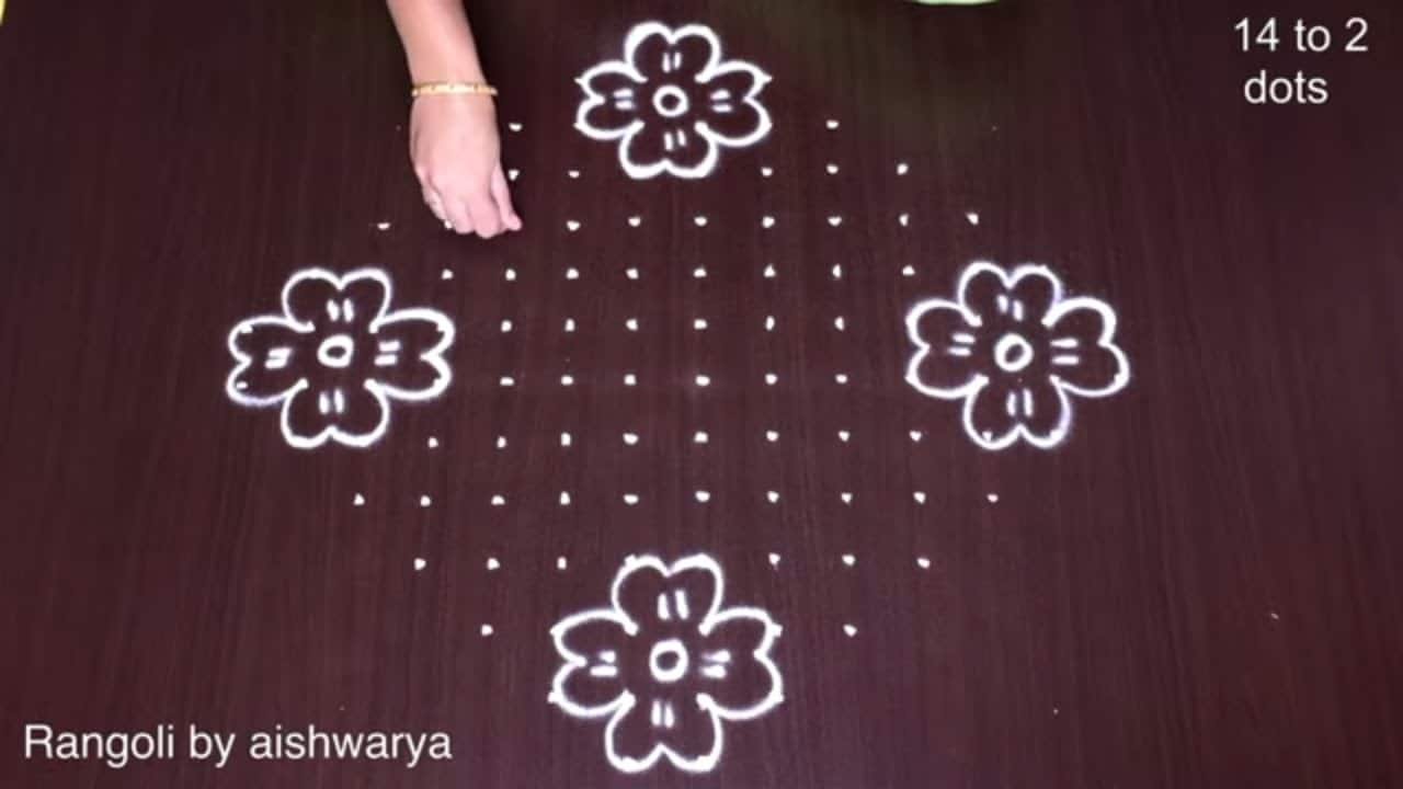 Traditional Flower Kolam With 14×2