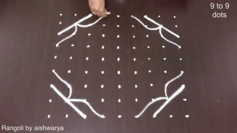 9×9 dots traditional Friday rangoli
