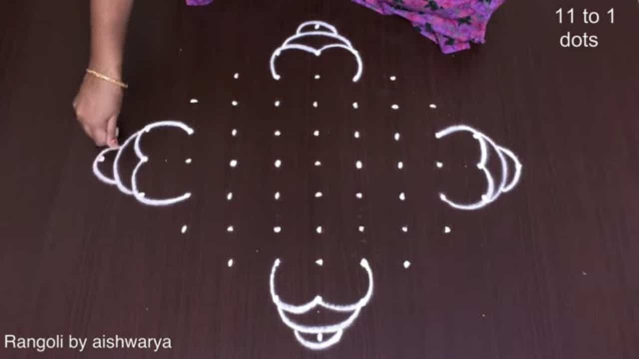 Traditional Ganesh Kolam Rangoli Design