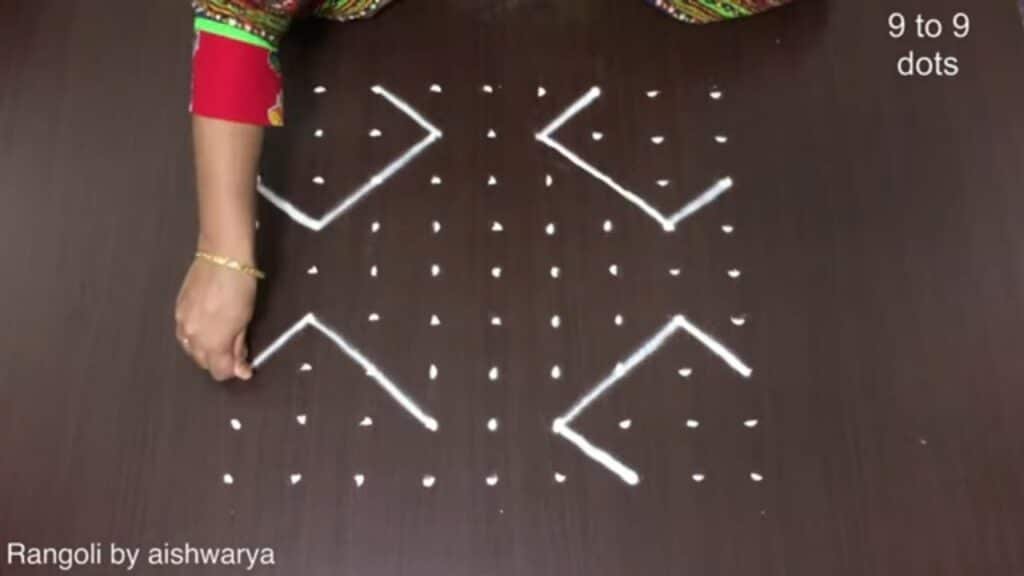 traditional kolam with 9 dots