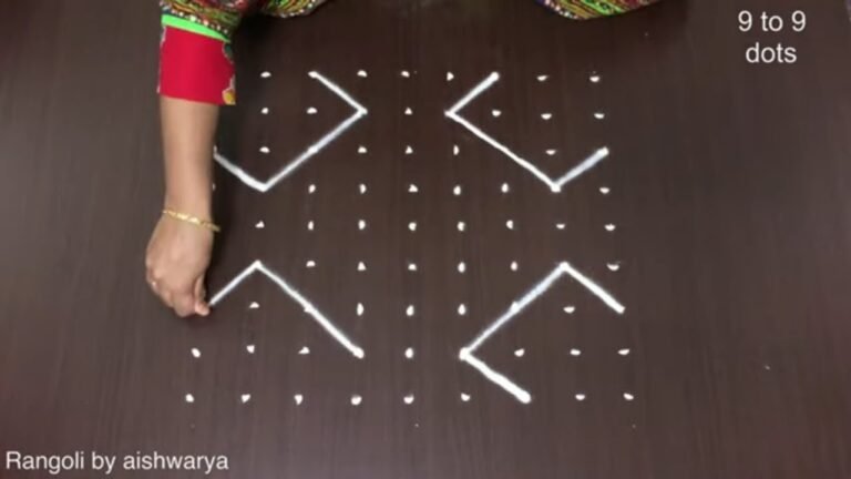 traditional kolam with 9 dots