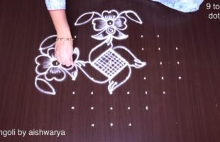 Traditional Lotus 9×3 Rangoli Muggulu