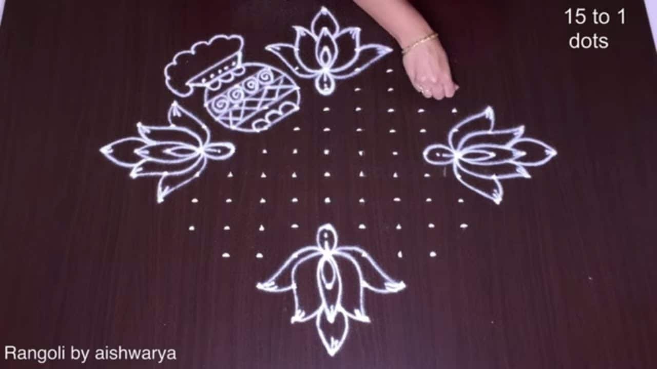 Traditional Lotus Rangoli for Festivals