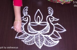 Twin Peacock Rangoli for Diwali